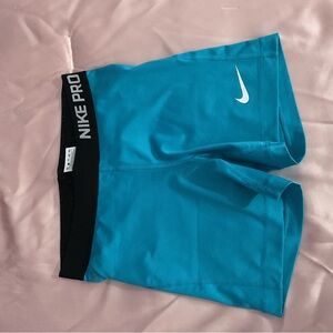 Nike Pro Teal Shorts with Black Waistband